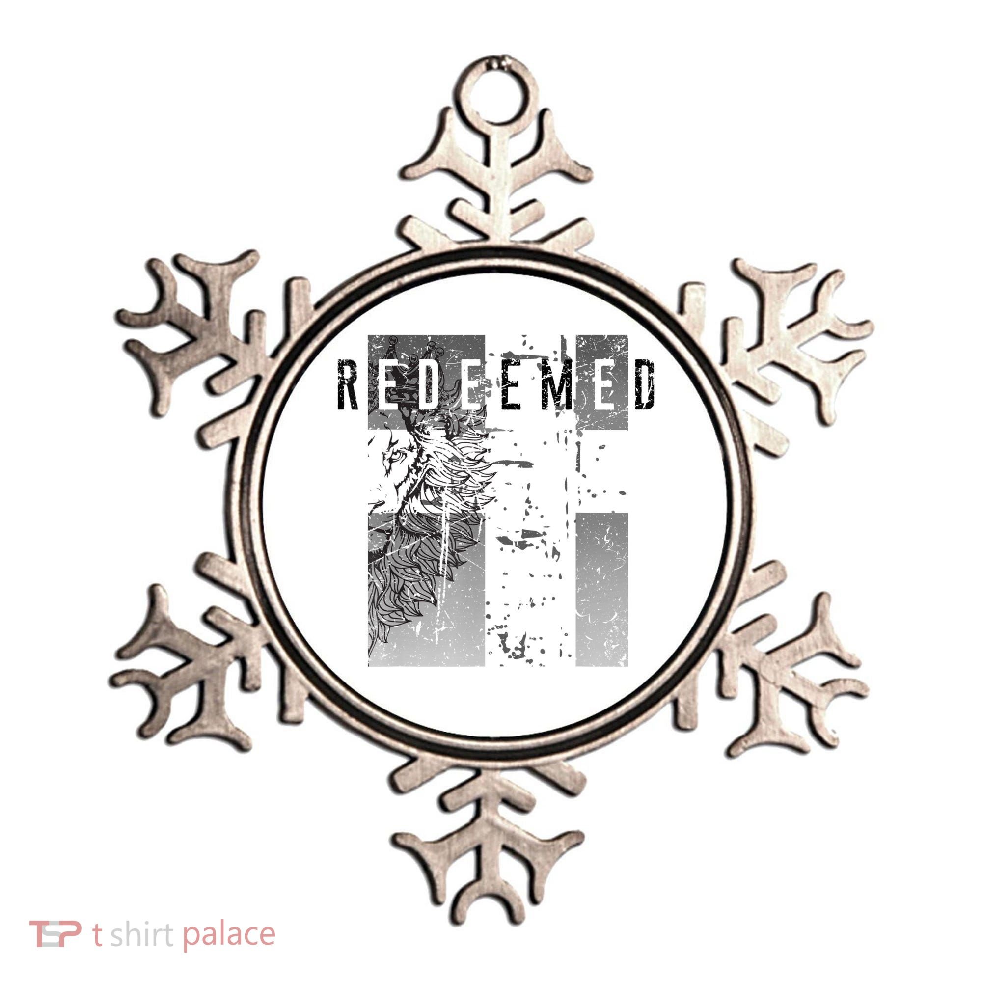 Redeemed Faded Distressed Grunge Lion With Cross Christian Ornament