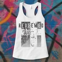 Redeemed Faded Distressed Grunge Lion With Cross Christian Women's Tank Top thumb 3
