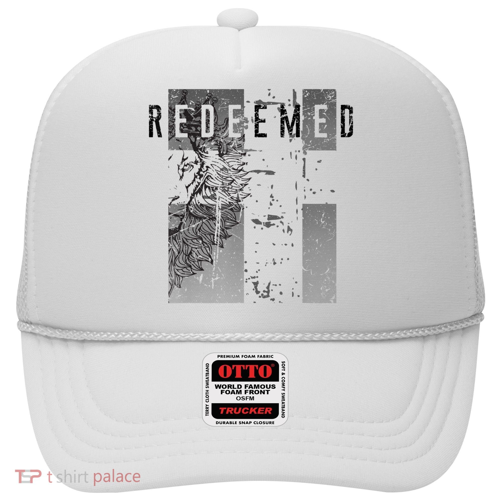 Redeemed Faded Distressed Grunge Lion With Cross Christian Hat