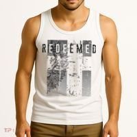 Redeemed Faded Distressed Grunge Lion With Cross Christian Tank Top thumb 3