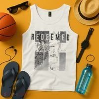 Redeemed Faded Distressed Grunge Lion With Cross Christian Tank Top thumb 4