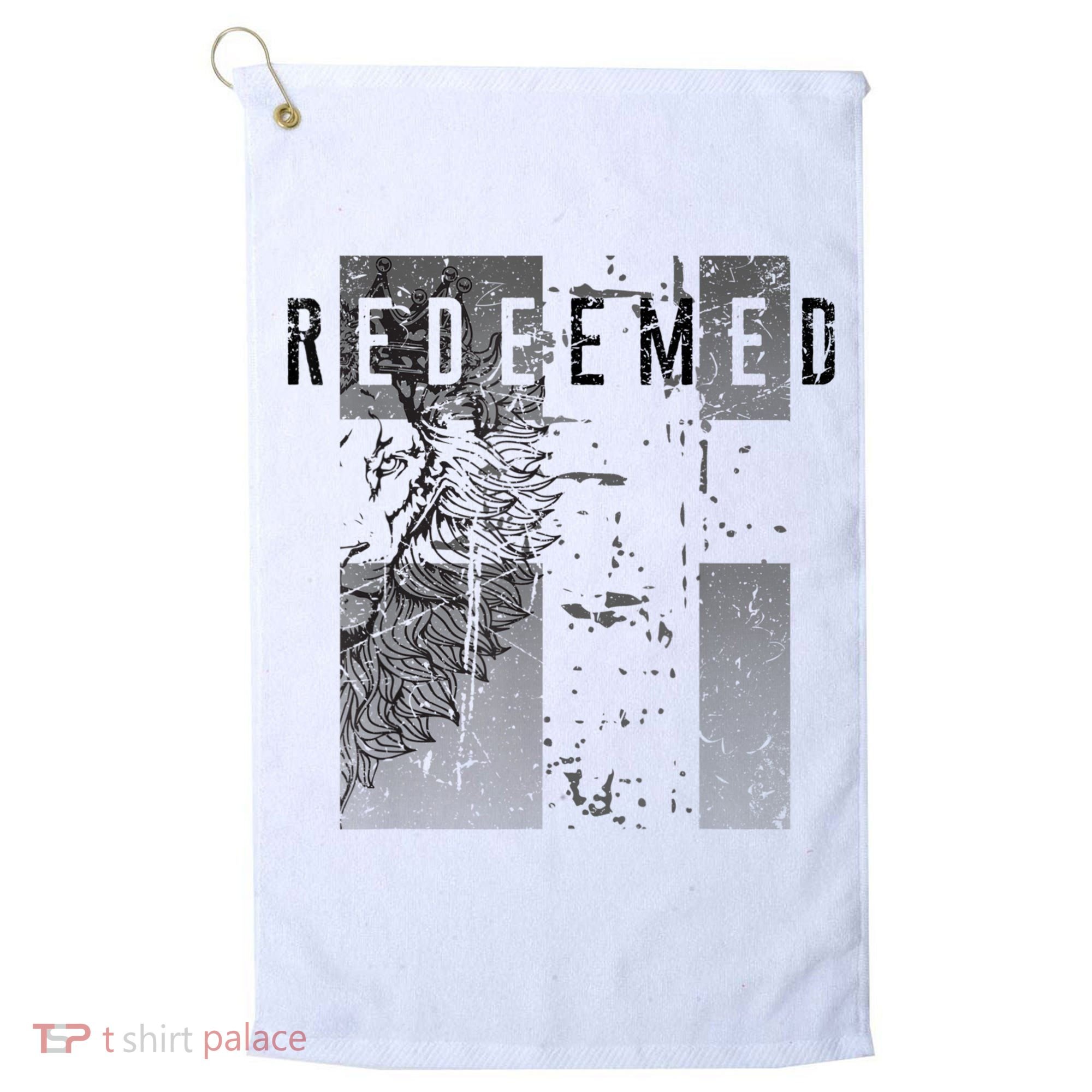 Redeemed Faded Distressed Grunge Lion With Cross Christian Golf Towel