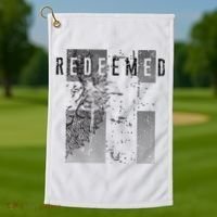 Redeemed Faded Distressed Grunge Lion With Cross Christian Golf Towel thumb 1