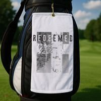 Redeemed Faded Distressed Grunge Lion With Cross Christian Golf Towel thumb 2