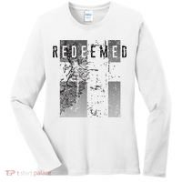 Redeemed Faded Distressed Grunge Lion With Cross Christian Women's Long Sleeve Shirt thumb 0