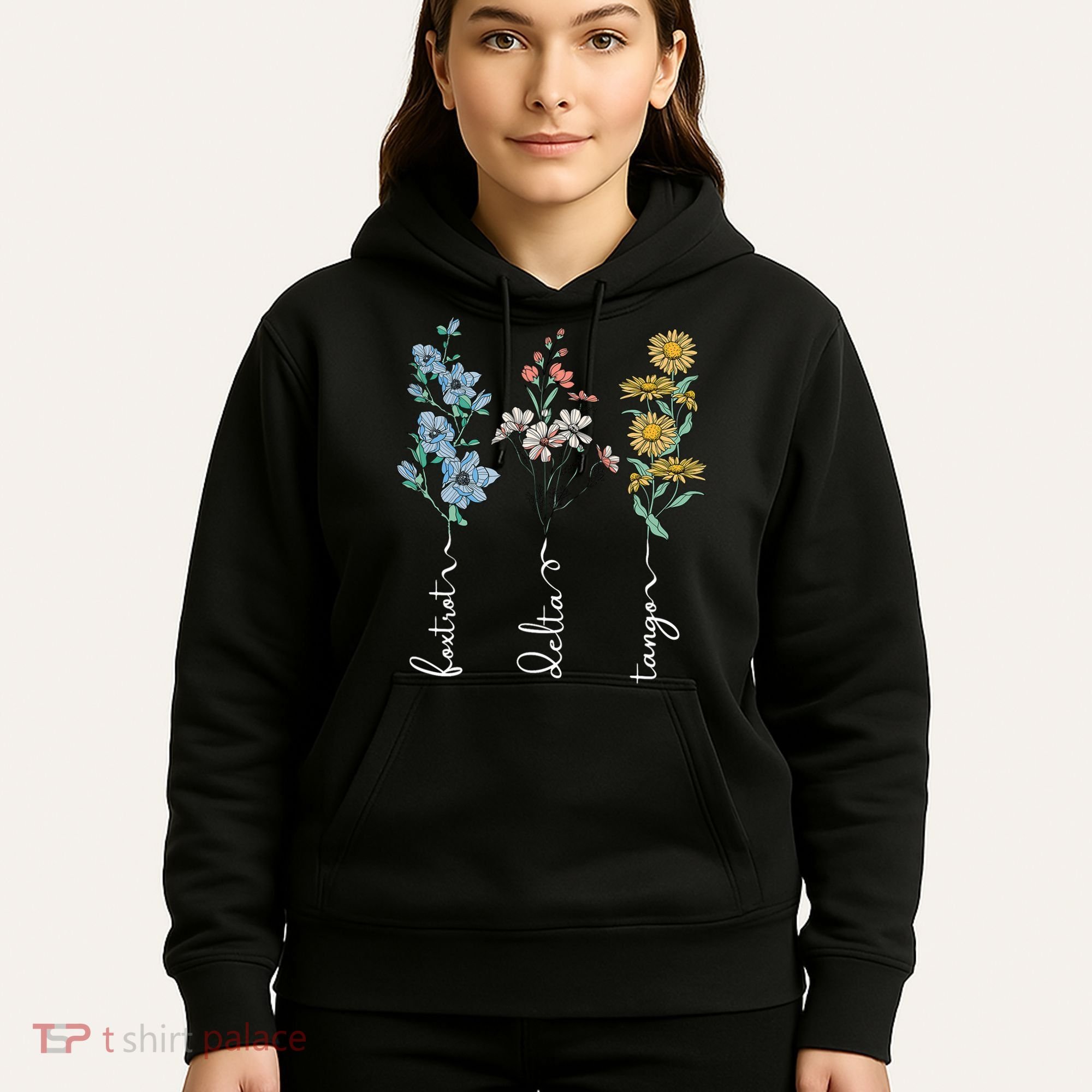 Retro Foxtrots Deltas Tangos Flower Hoodie
