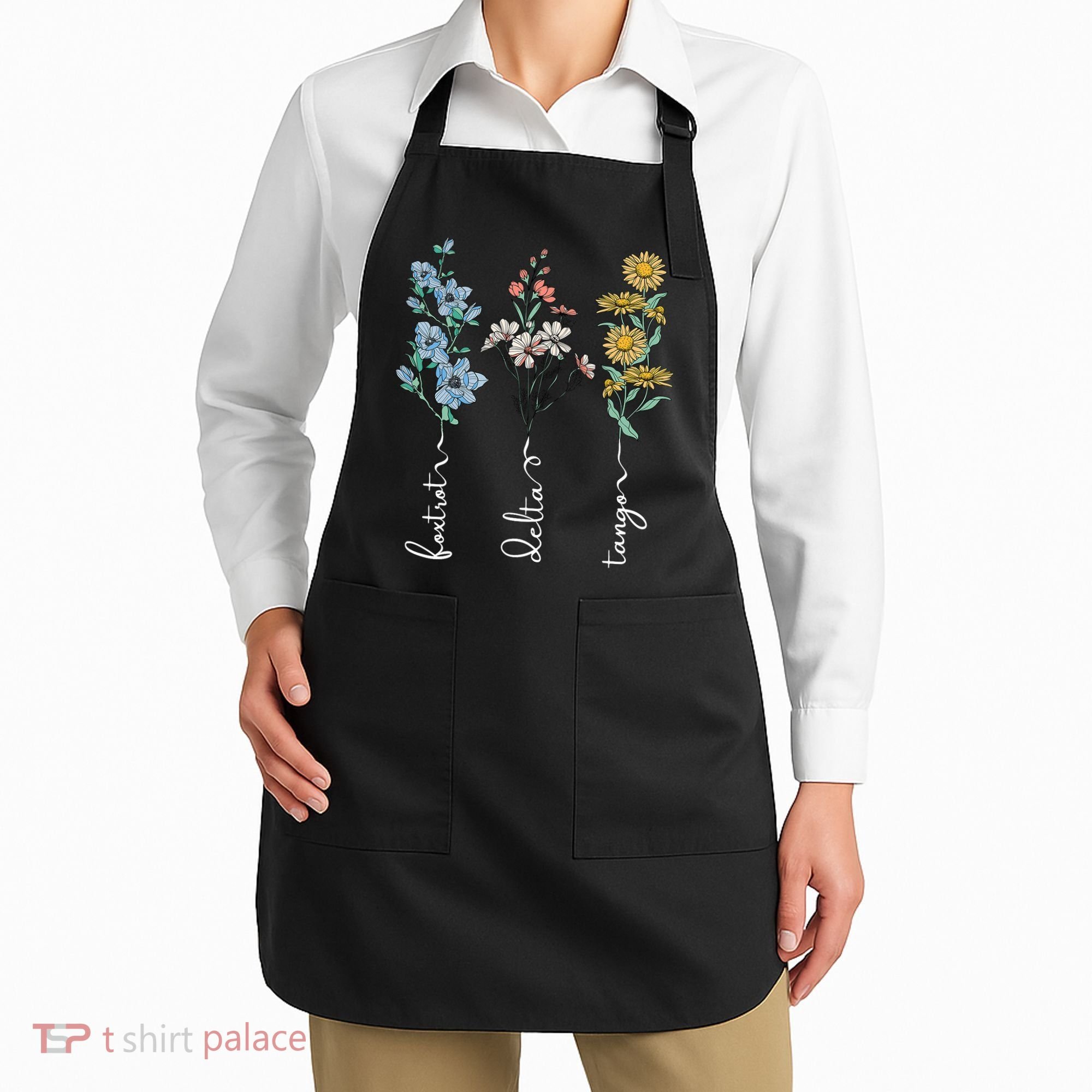 Retro Foxtrots Deltas Tangos Flower Apron