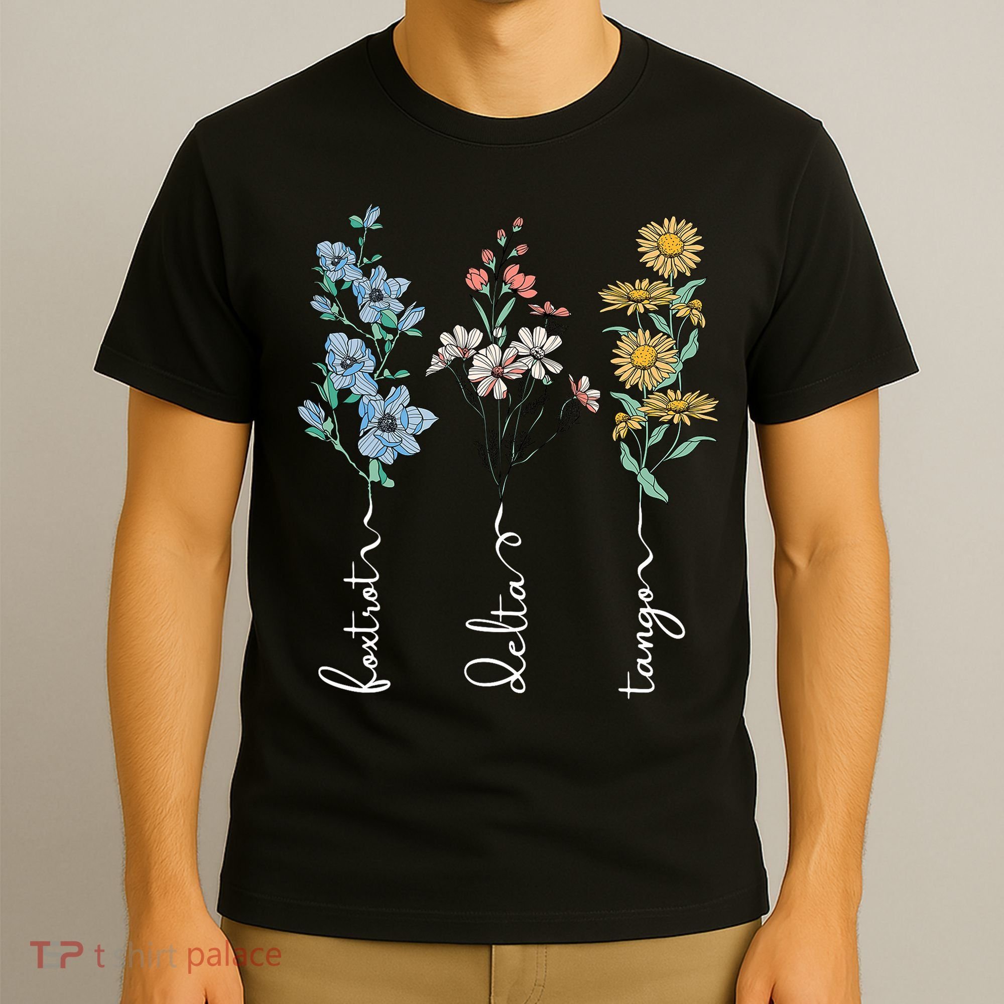 Retro Foxtrots Deltas Tangos Flower T-Shirt