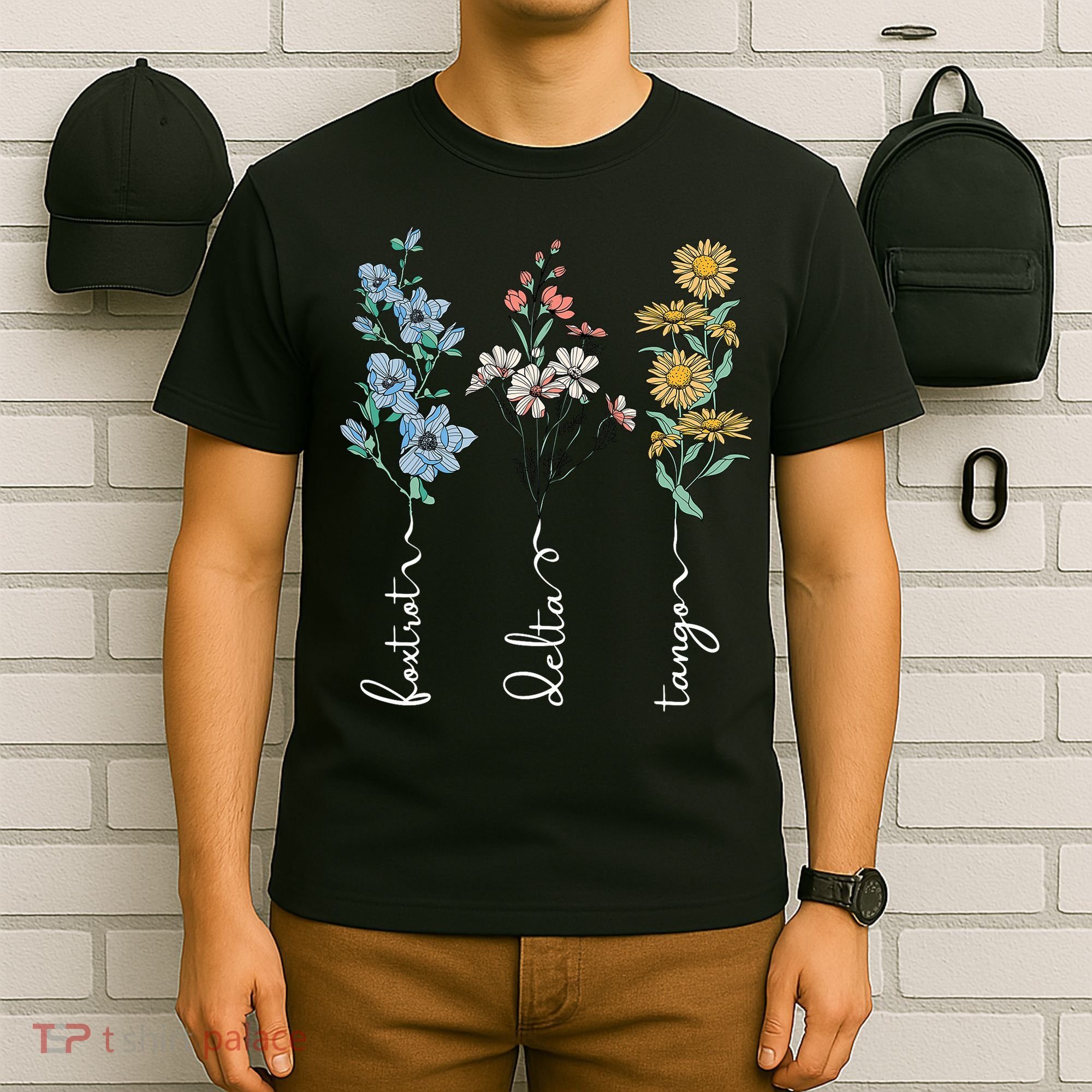 Retro Foxtrots Deltas Tangos Flower T-Shirt