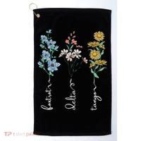 Retro Foxtrots Deltas Tangos Flower Golf Towel thumb 0