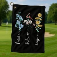 Retro Foxtrots Deltas Tangos Flower Golf Towel thumb 1