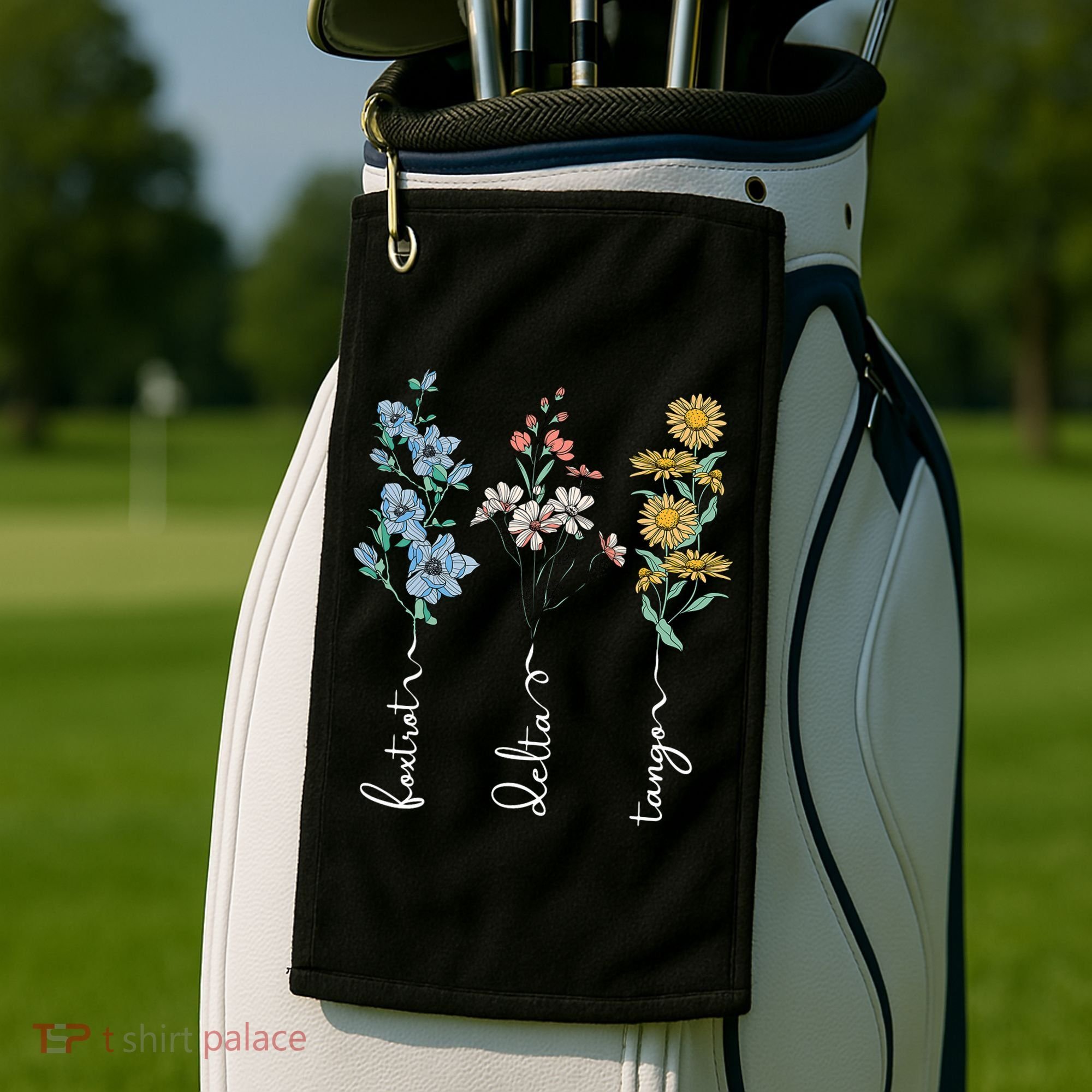 Retro Foxtrots Deltas Tangos Flower Golf Towel