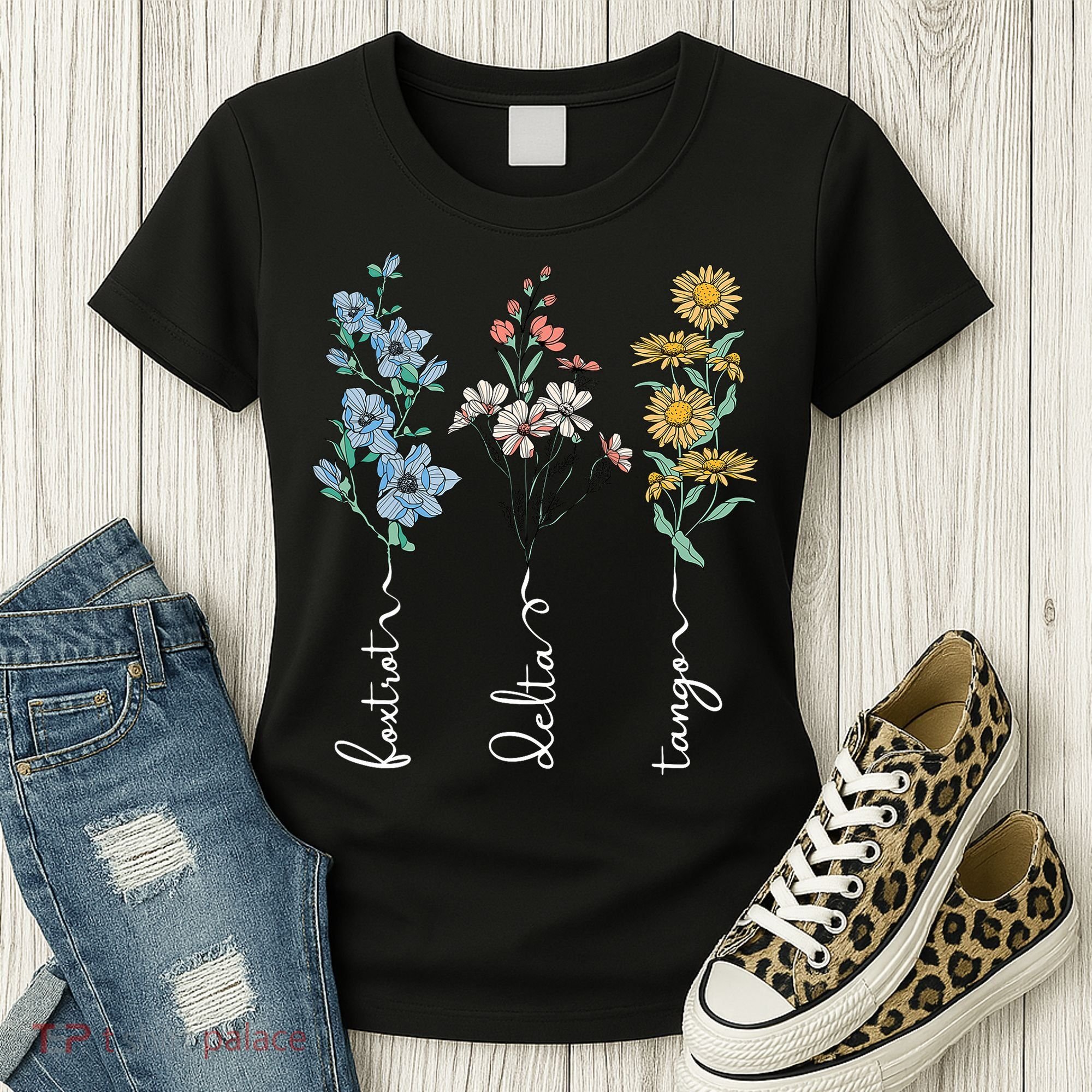Retro Foxtrots Deltas Tangos Flower Women's T-Shirt