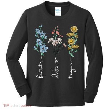 Retro Foxtrots Deltas Tangos Flower Kids Long Sleeve Shirt