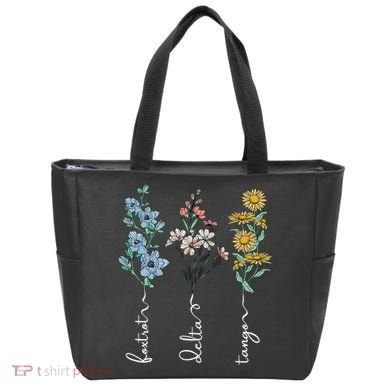 Retro Foxtrots Deltas Tangos Flower Tote Bag