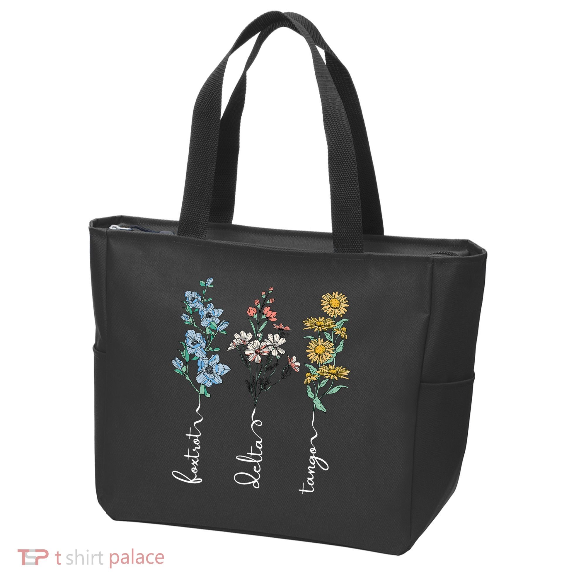 Retro Foxtrots Deltas Tangos Flower Tote Bag