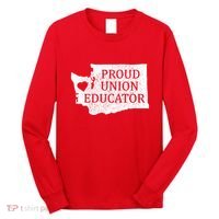 Red For Ed Washington Teacher Protest Union Educator Long Sleeve Shirt thumb 0