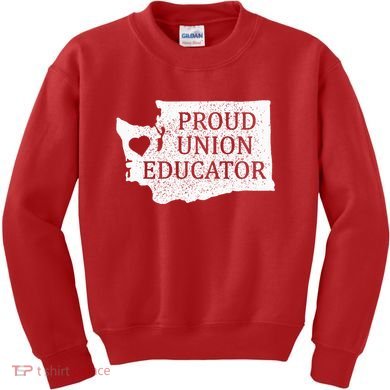 Red For Ed Washington Teacher Protest Union Educator Kids Sweatshirt