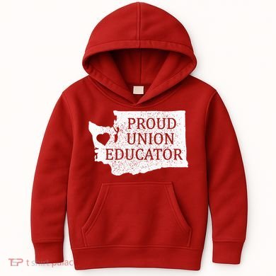 Red For Ed Washington Teacher Protest Union Educator Kids Hoodie