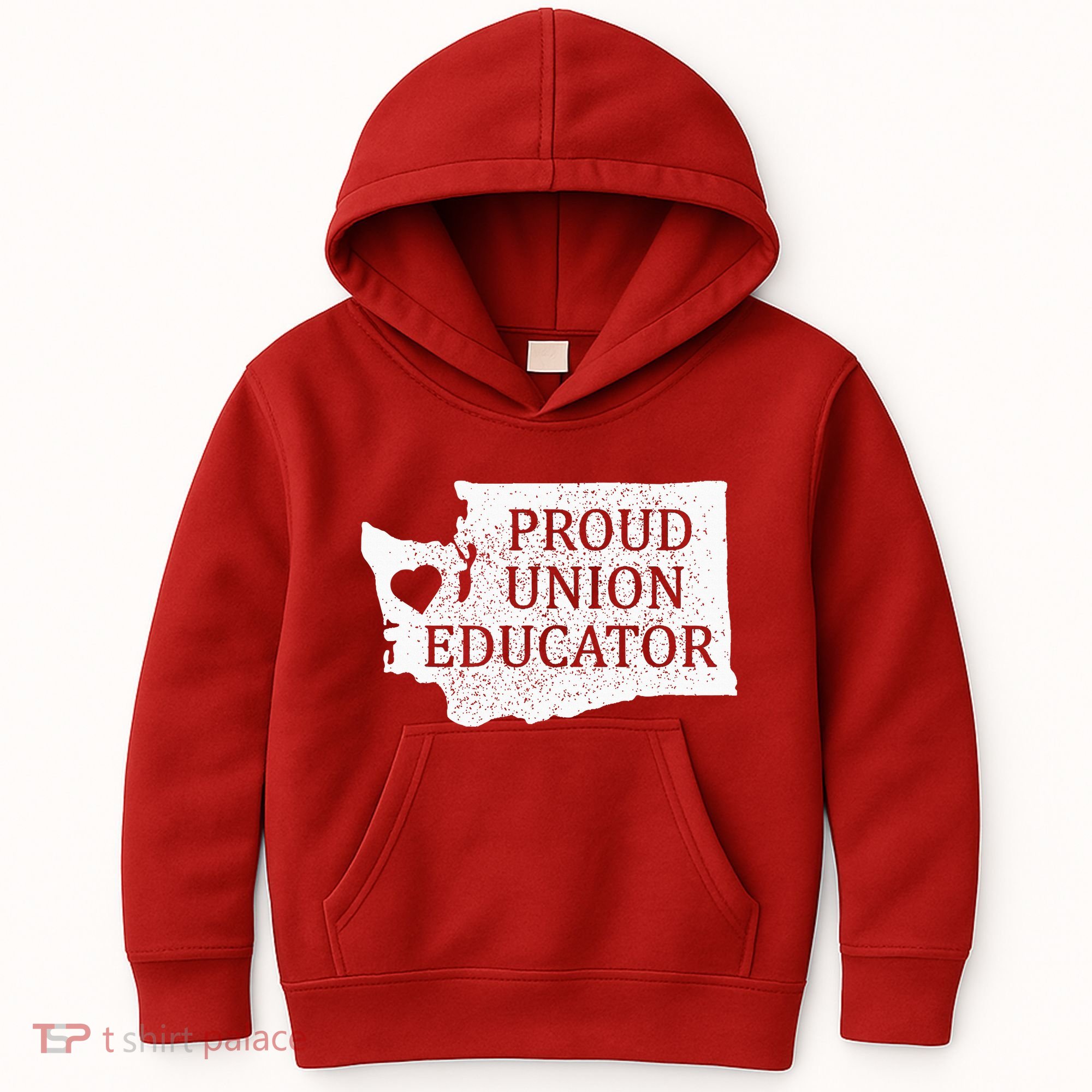 Red For Ed Washington Teacher Protest Union Educator Kids Hoodie