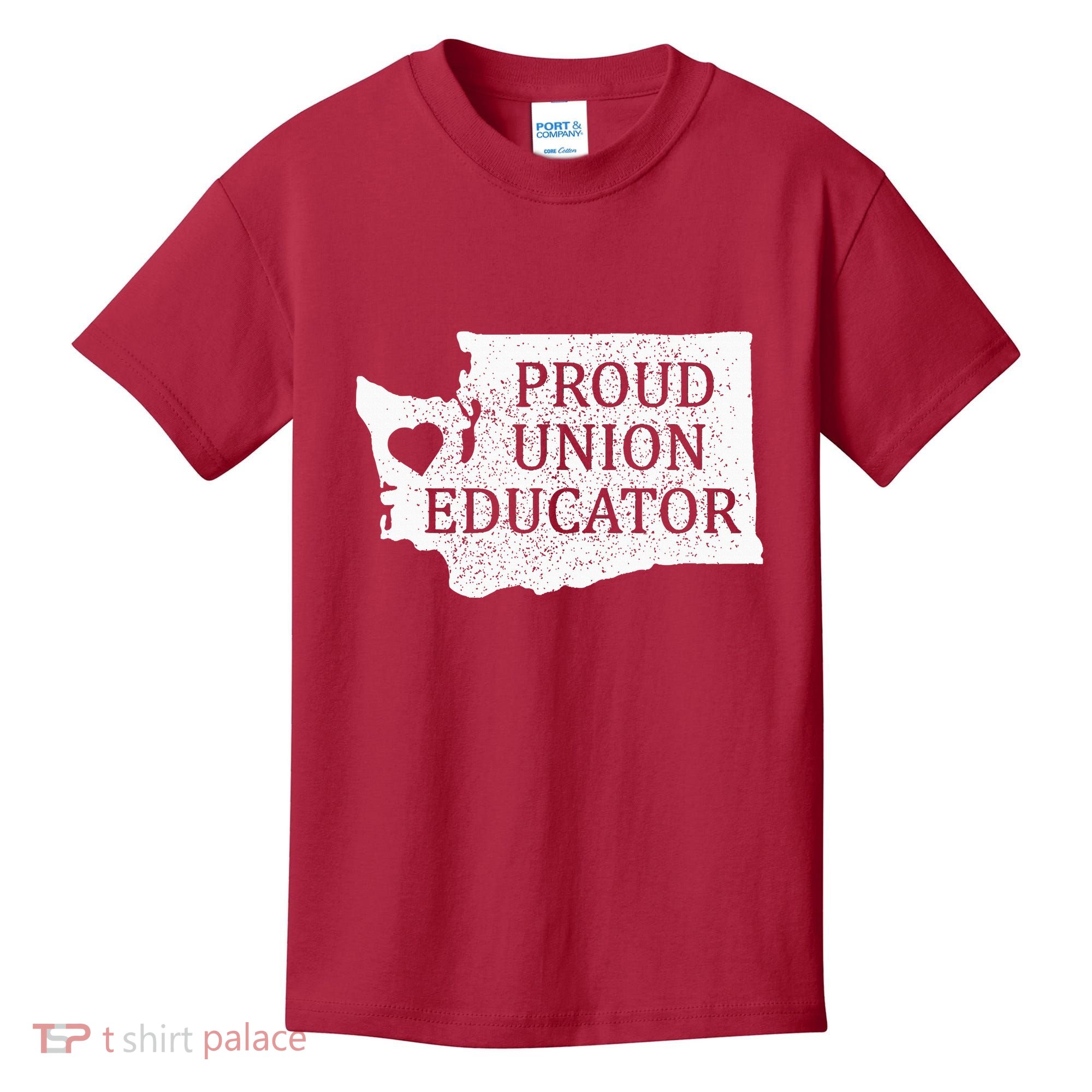 Red For Ed Washington Teacher Protest Union Educator Kids T-Shirt