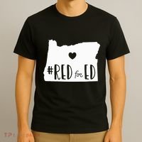 Red For Ed Oregon Teacher Public Education Supporter T-Shirt thumb 3
