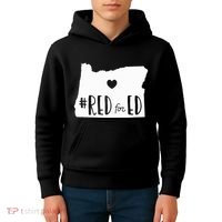 Red For Ed Oregon Teacher Public Education Supporter Kids Hoodie thumb 4