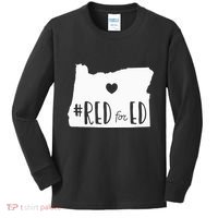 Red For Ed Oregon Teacher Public Education Supporter Kids Long Sleeve Shirt thumb 0