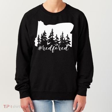 Red For Ed Oregon Trees Teacher Support Women's Sweatshirt