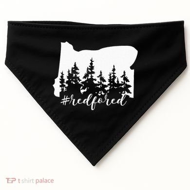Red For Ed Oregon Trees Teacher Support USA-Made Doggie Bandana