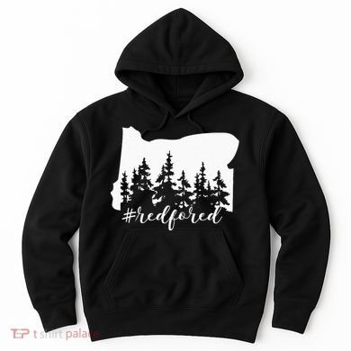 Red For Ed Oregon Trees Teacher Support Hoodie