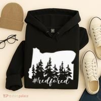 Red For Ed Oregon Trees Teacher Support Hoodie thumb 4