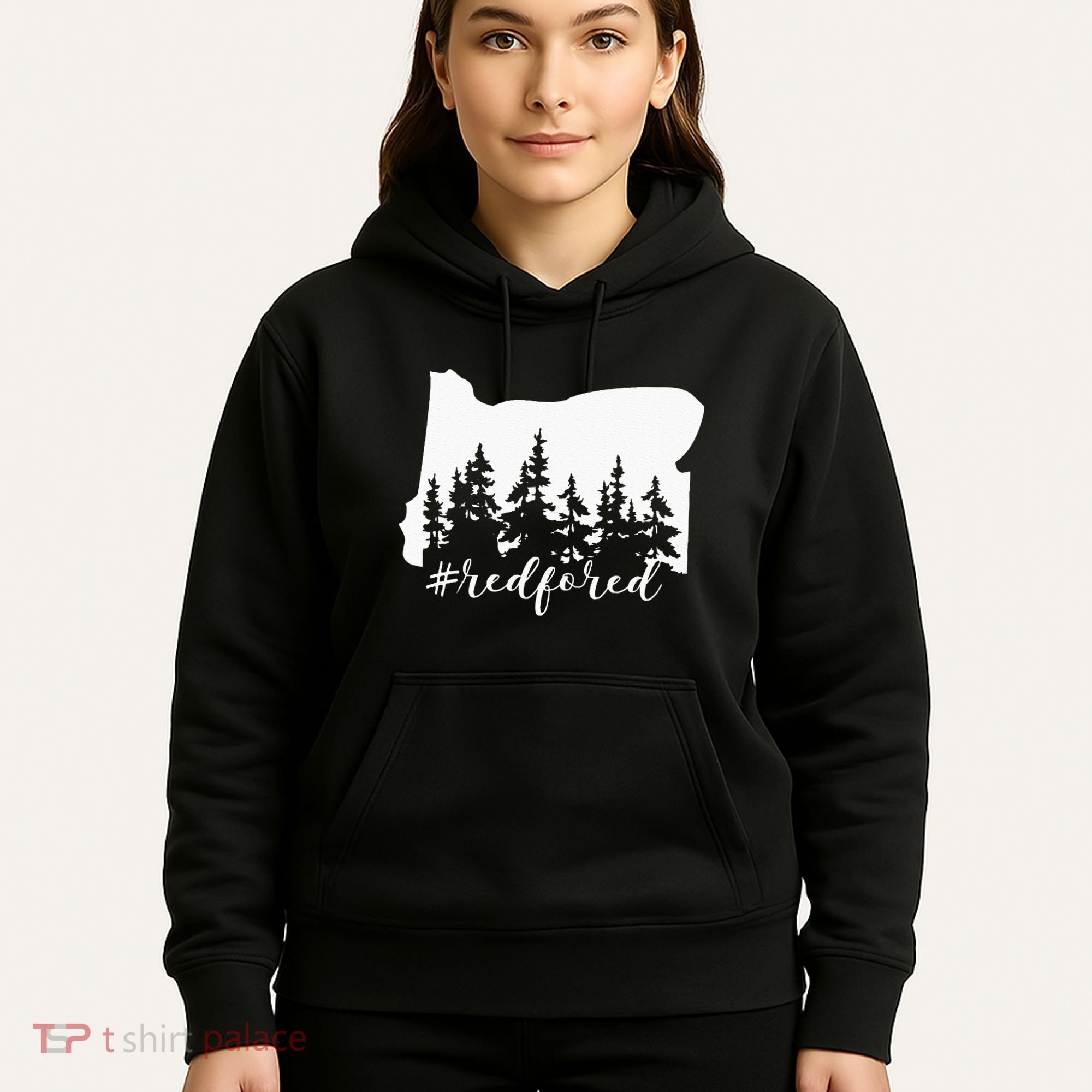 Red For Ed Oregon Trees Teacher Support Hoodie