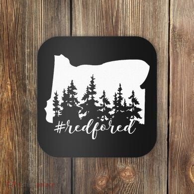 Red For Ed Oregon Trees Teacher Support Coaster