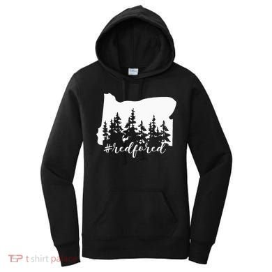 Red For Ed Oregon Trees Teacher Support Women's Hoodie