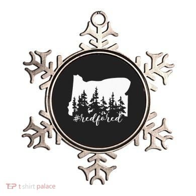 Red For Ed Oregon Trees Teacher Support Ornament