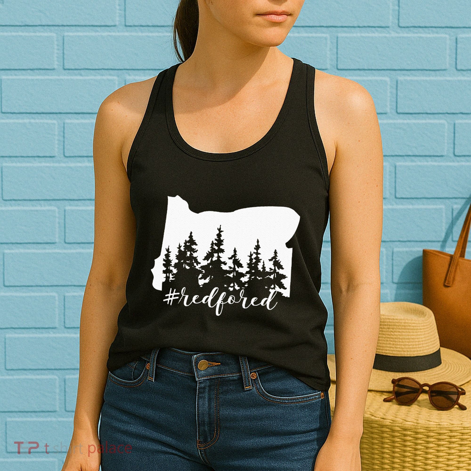 Red For Ed Oregon Trees Teacher Support Women's Tank Top