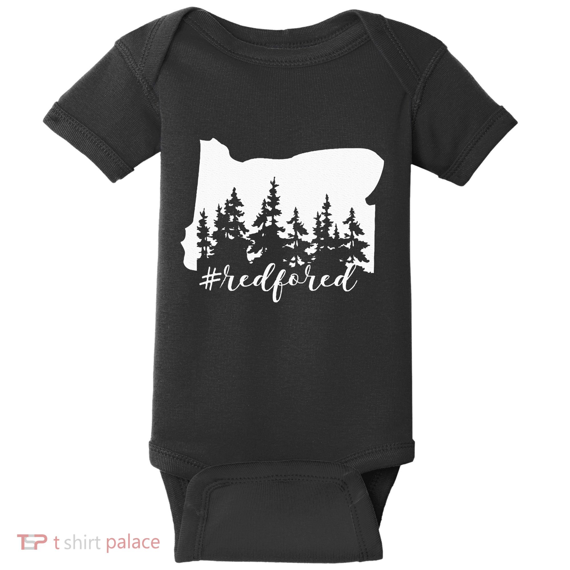 Red For Ed Oregon Trees Teacher Support Baby Bodysuit