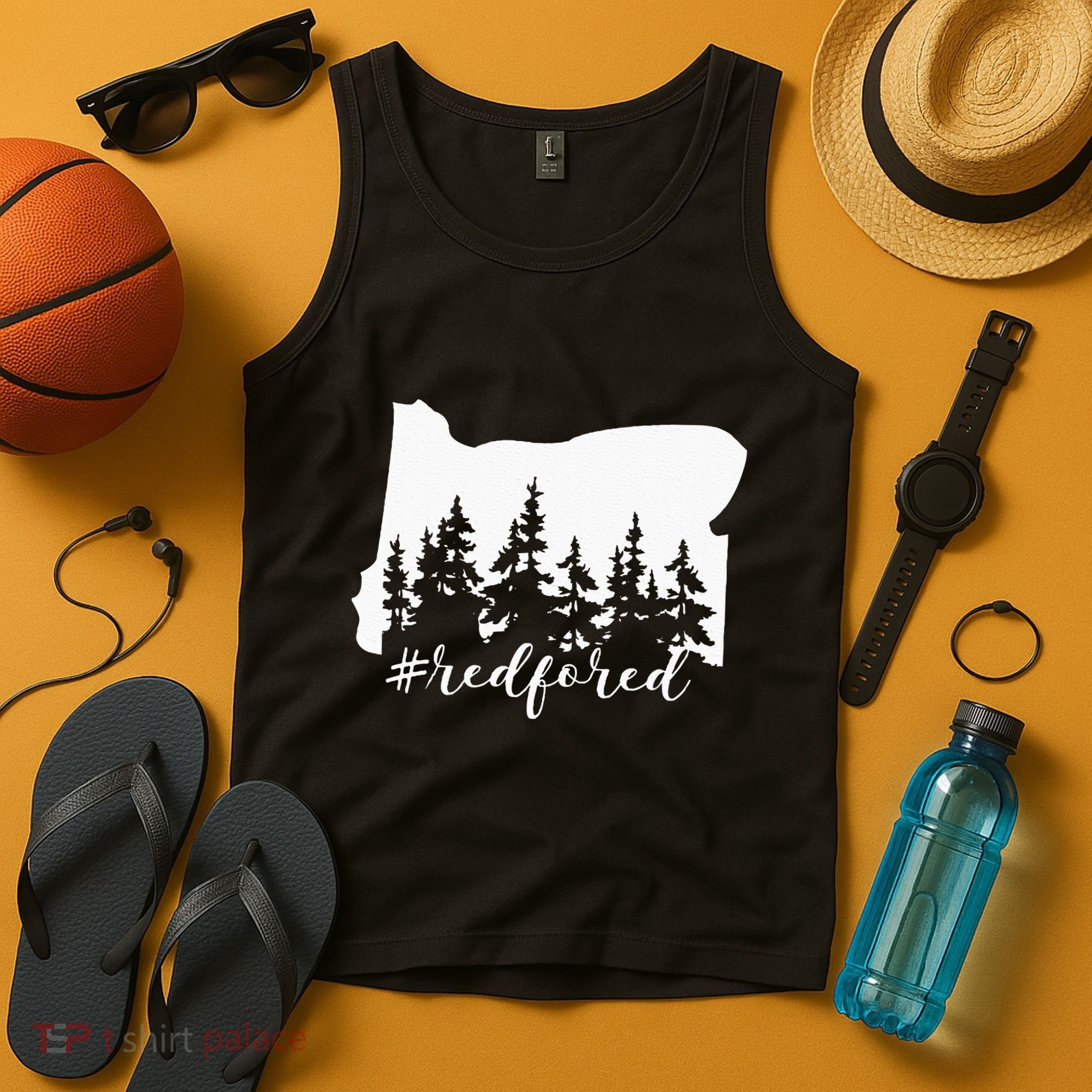 Red For Ed Oregon Trees Teacher Support Tank Top