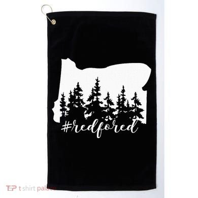 Red For Ed Oregon Trees Teacher Support Golf Towel