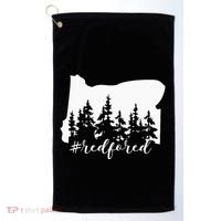 Red For Ed Oregon Trees Teacher Support Golf Towel thumb 0