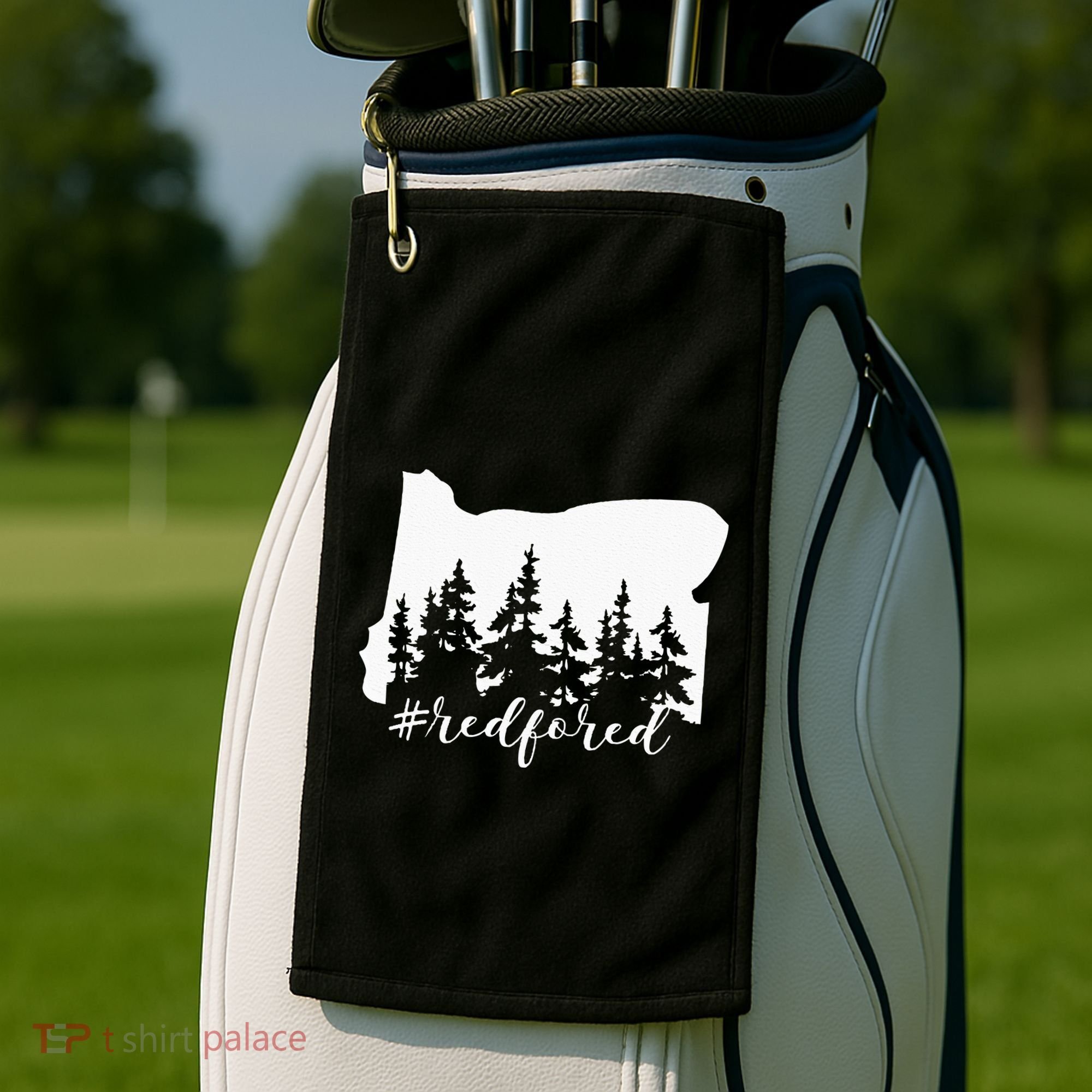 Red For Ed Oregon Trees Teacher Support Golf Towel