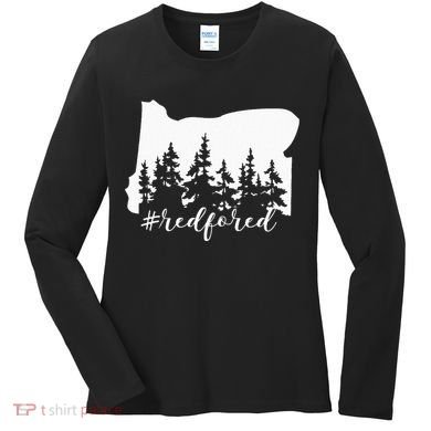 Red For Ed Oregon Trees Teacher Support Women's Long Sleeve Shirt
