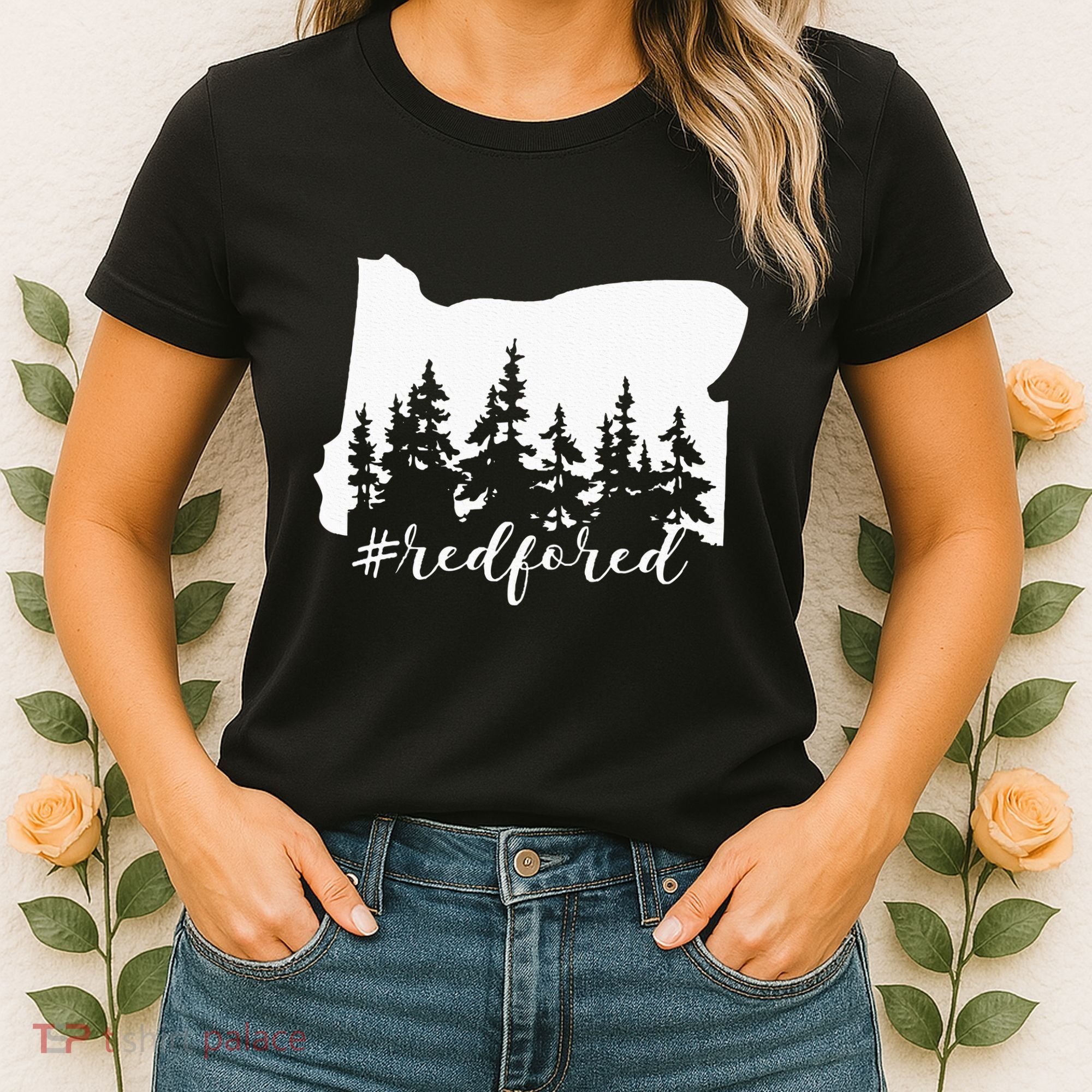 Red For Ed Oregon Trees Teacher Support Women's T-Shirt