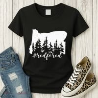 Red For Ed Oregon Trees Teacher Support Women's T-Shirt thumb 3