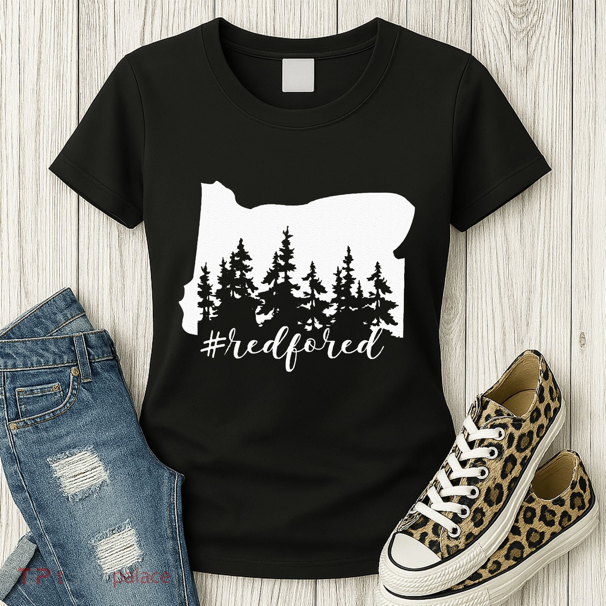 Red For Ed Oregon Trees Teacher Support Women's T-Shirt