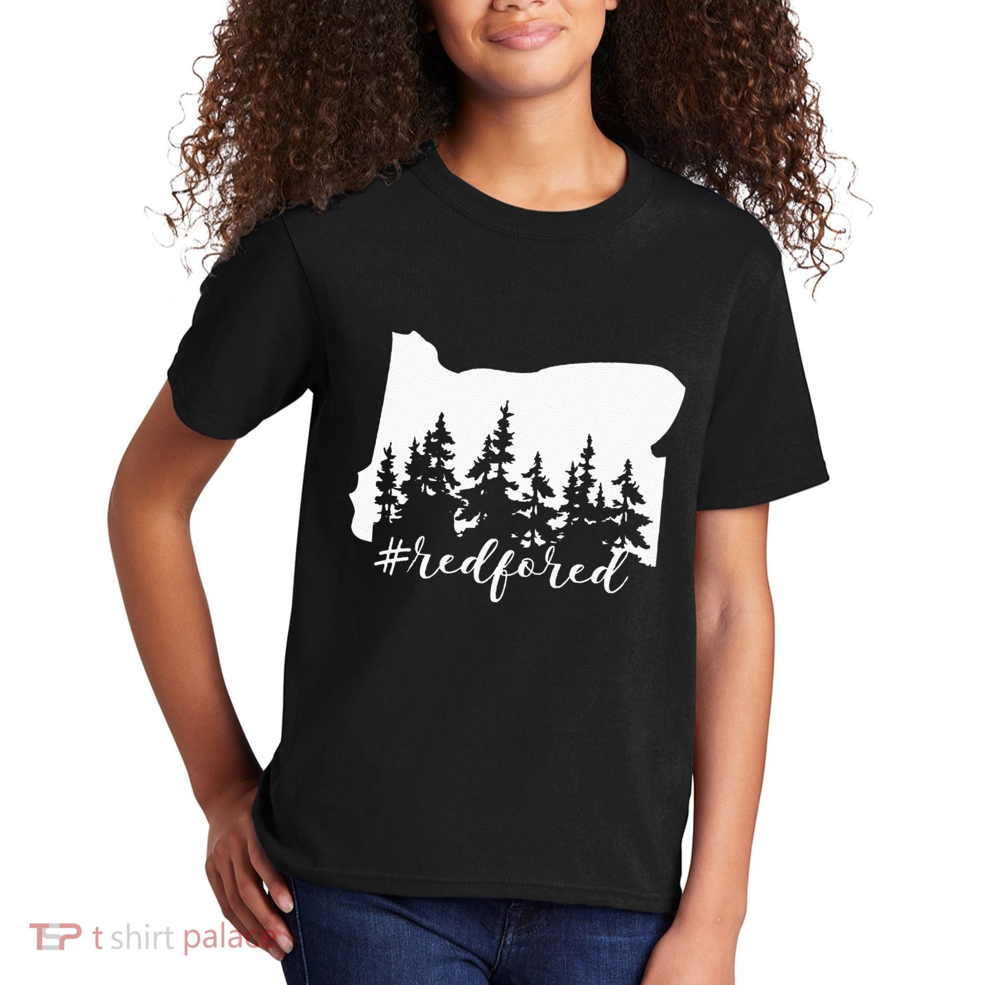 Red For Ed Oregon Trees Teacher Support Kids T-Shirt