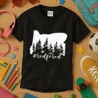 Red For Ed Oregon Trees Teacher Support Kids T-Shirt thumb 3