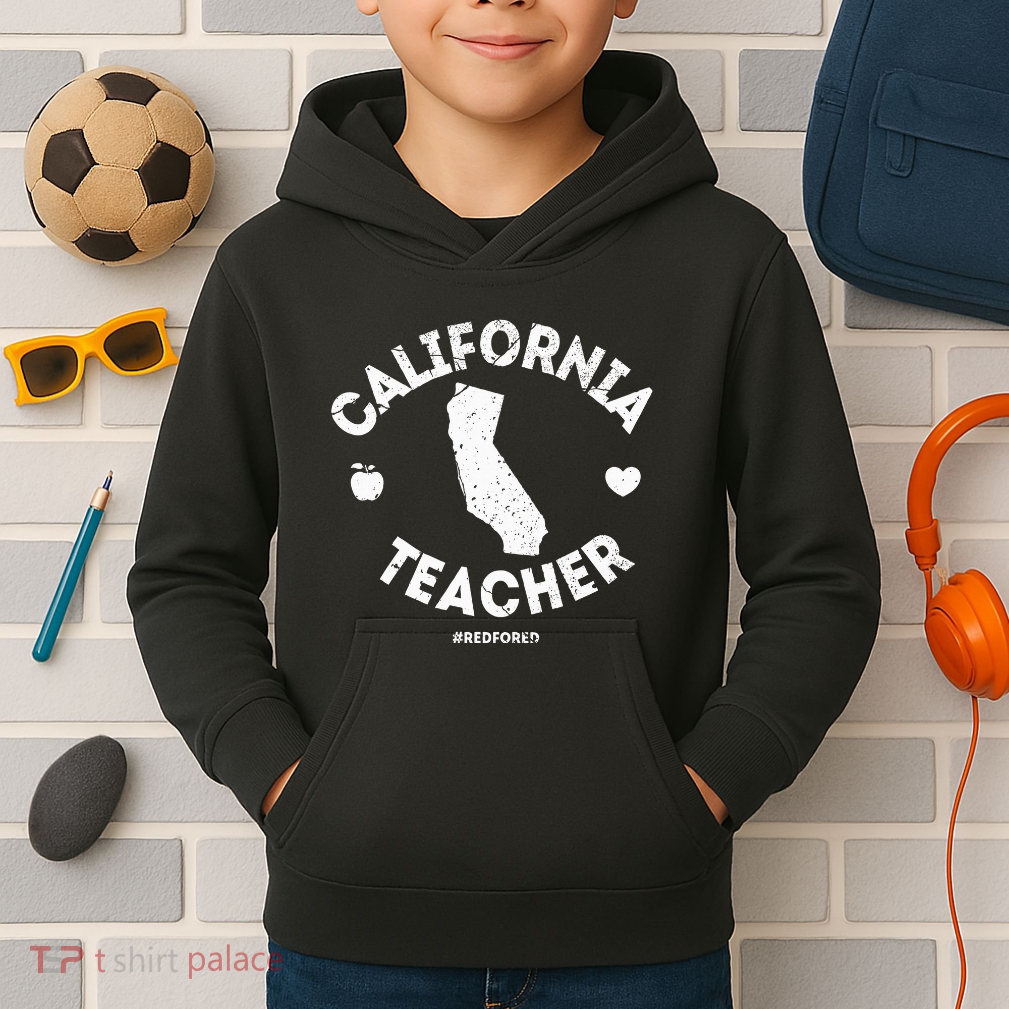 Red For Ed Teacher California Ca Education Gift Kids Hoodie