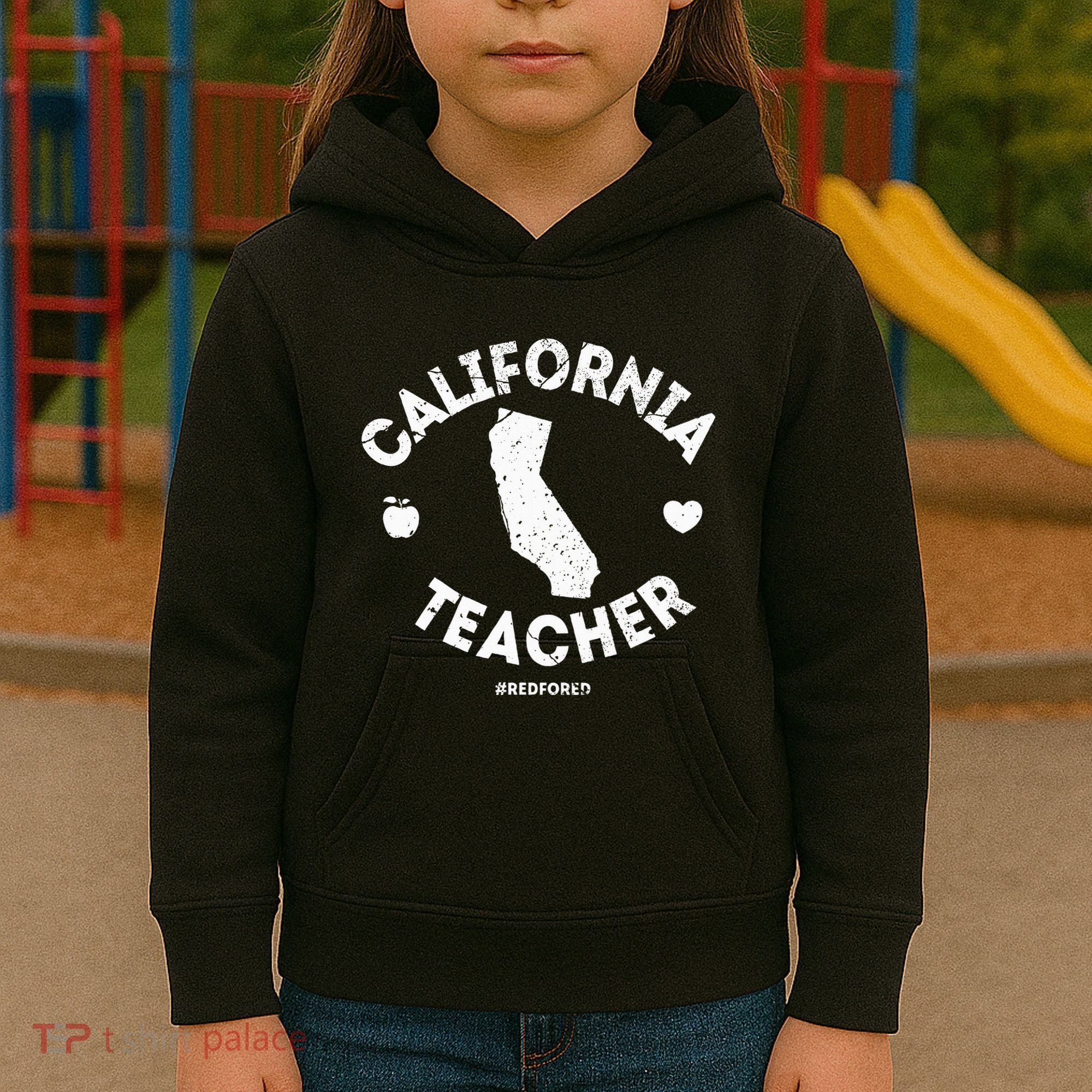 Red For Ed Teacher California Ca Education Gift Kids Hoodie